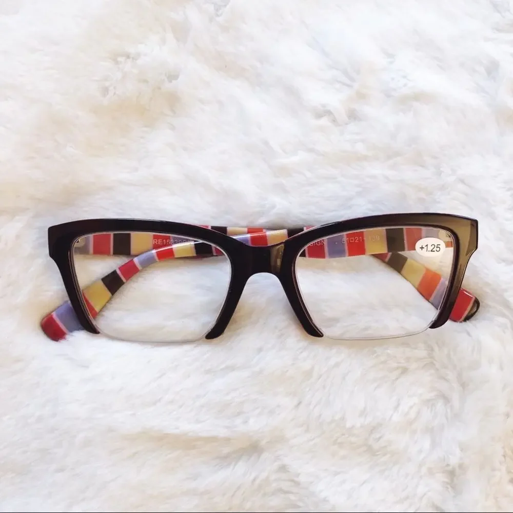 Brooke Black Half Rim Rectangle Reader Glasses